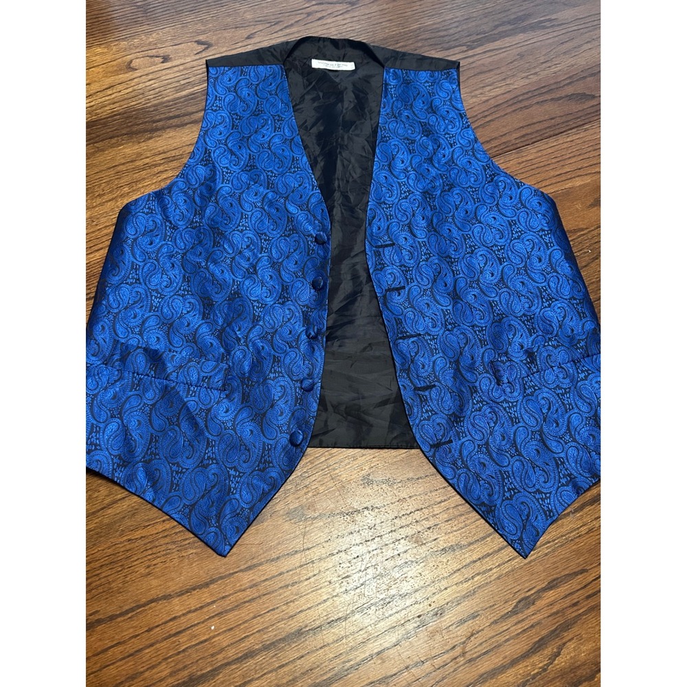 Vittorio Farina Mens Blue Paisley Formal Vest Italian Designer‎ Size Small